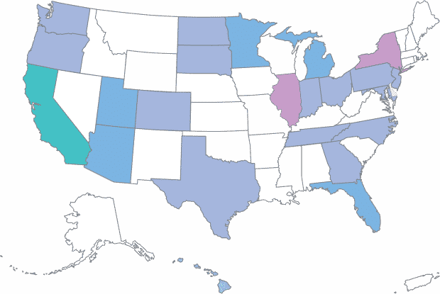 Map of states with children's hospitals participating in Rapid Precision Medicine Network