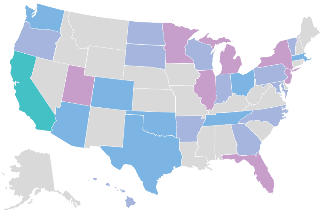 Map showing distribution of rWGS partner hospitals across the United States.